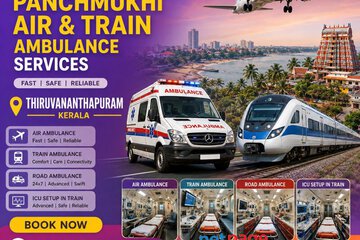Use Panchmukhi Air and Train Ambulance Service in Thiruvananthapuram with a Medical Team